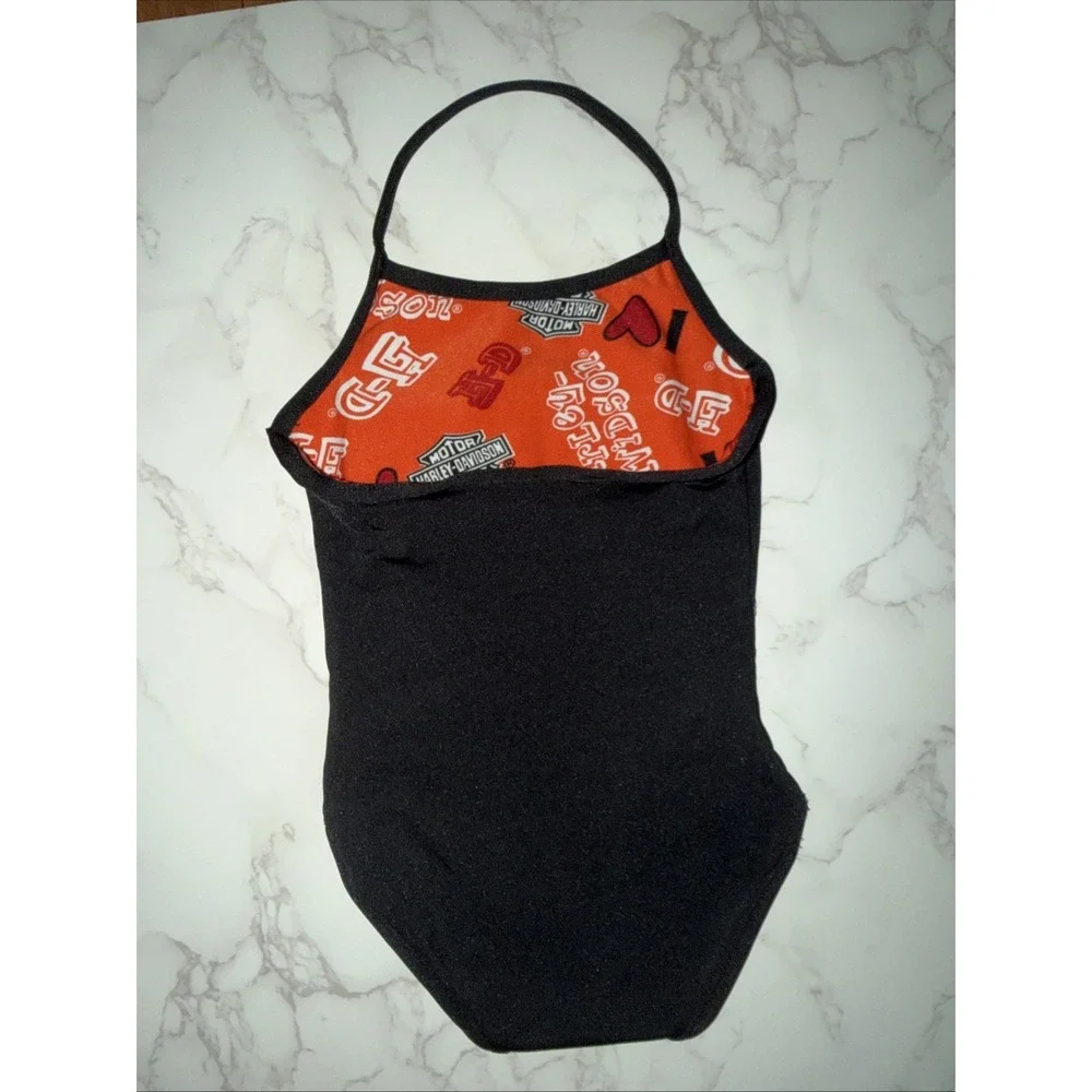 Harley Davidson Motorcycles Girls 3T Reversible Swimsuit Black Multi